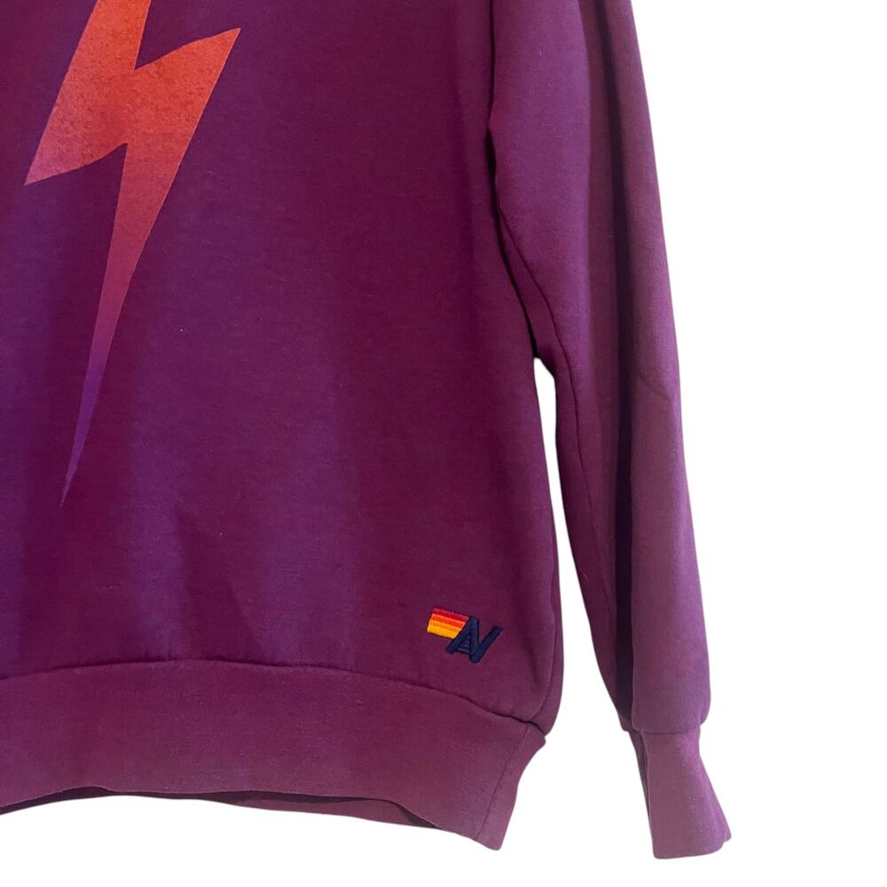 Aviator Nation Sweatshirt Unisex Lightning Bolt Fade Fleece Crewneck Purple Sz S - Picture 5 of 12